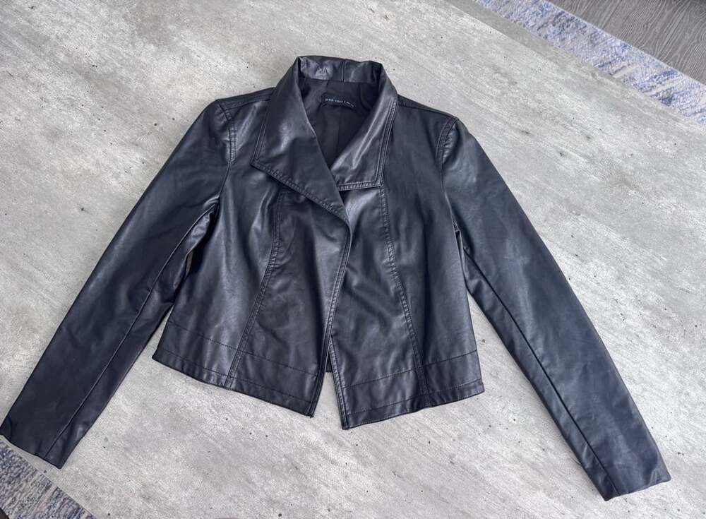 Joan Vass New York Black Faux Leather Jacket